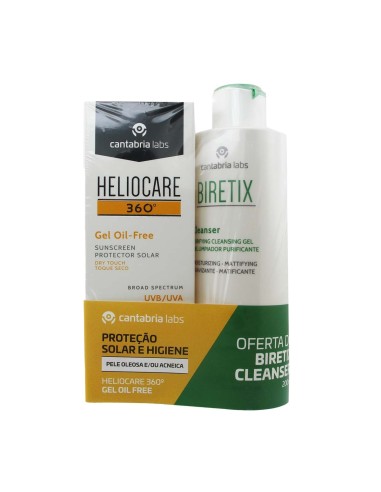 Heliocare Pack 360 Gel Oil Free SPF50 50ml y Biretix Gel Limpiador 200ml