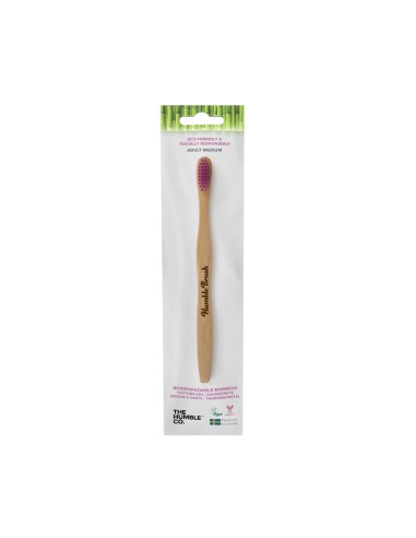 Cepillo de dientes de bambú mango plano The Humble Co., adulto mediano