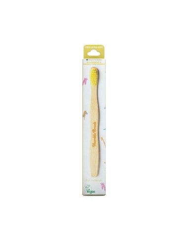Cepillo de dientes infantil de bambú amarillo ultra suave de The Humble Co.
