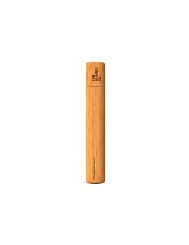 La caja de bambú de Humple Co. para el cepillo de dientes del niño.