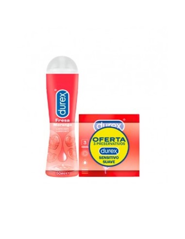 Durex Pack Play Lubricante Fresa 50ml y Condones Sensitive Soft x3