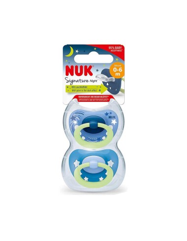 NUK Signature Night Chupete de silicona 0-6m x2