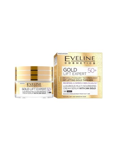 Eveline Cosmetics Gold Lift Expert Lujoso Creme-Suero Multi-Nutrición 50+ 50ml