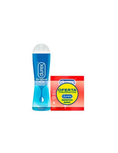Durex Pack Lubricante Original H2O 50ml y Sensitivo Suave x3 Condones